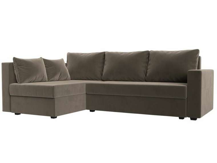 Угловой диван-кровать Мансберг коричневого цвета левый угол