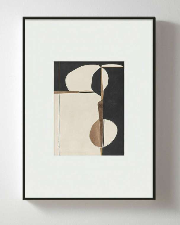 Интерьерный постер Black beige abstraction 50х70 бежево-черного цвета