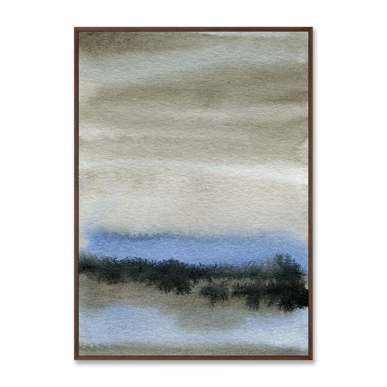 Репродукция картины на холсте Autumn sky, forest and river