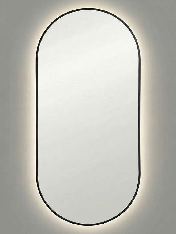 Настенное зеркало Kapsel M LED в раме черного цвета с подсветкой