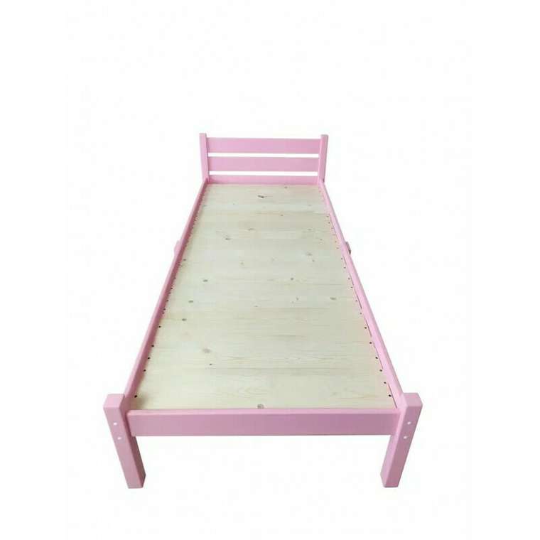 Кровать Классика Компакт сосновая со сплошным основанием 60х190 розового цвета