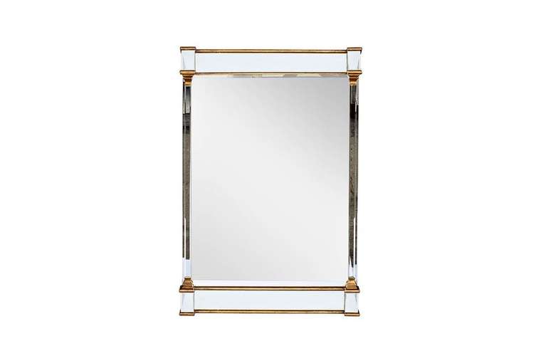 Зеркало прямоугольное с отделкой из мдф золотистого цвета