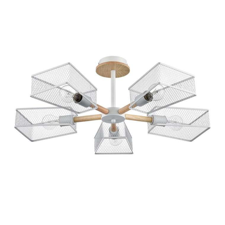Потолочная люстра на штанге Lumion Irma 8246/5C белый, металл/дерево Е27 5*60W 220V