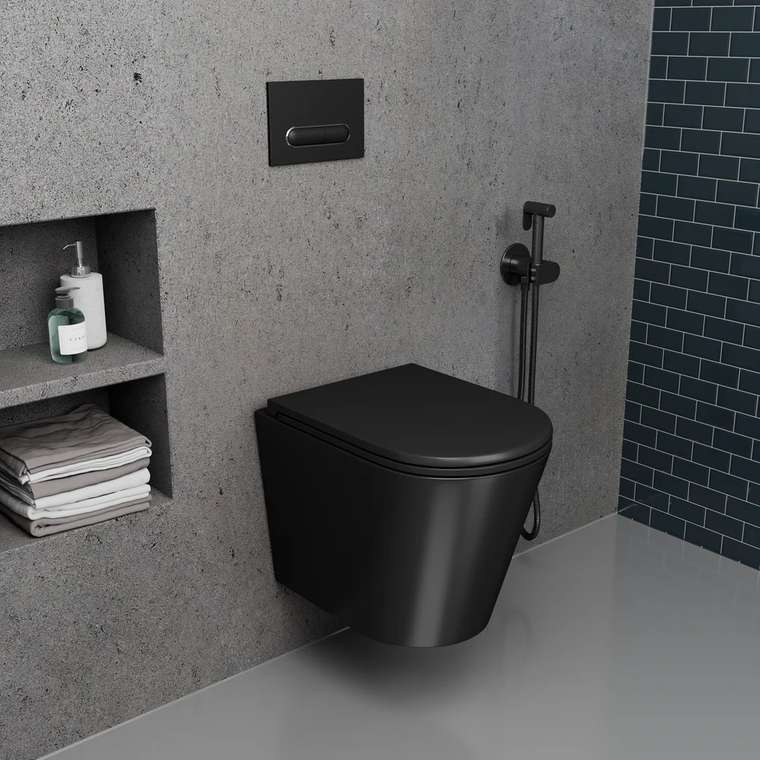 Унитаз подвесной Damp;K Venice черный, безободковый, с микролифтом