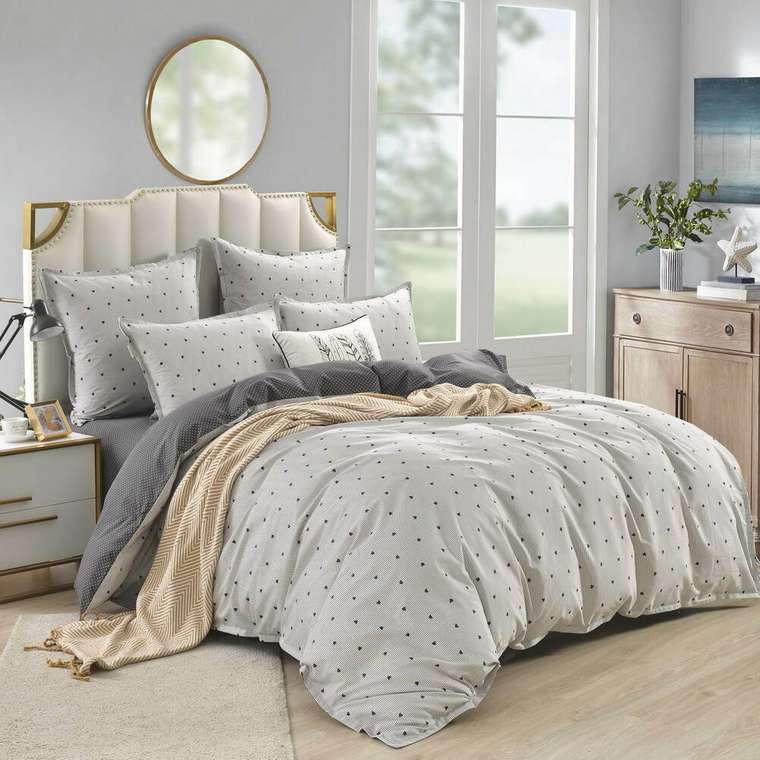 Комплект постельного белья Модерн №43 160х220 серого цвета