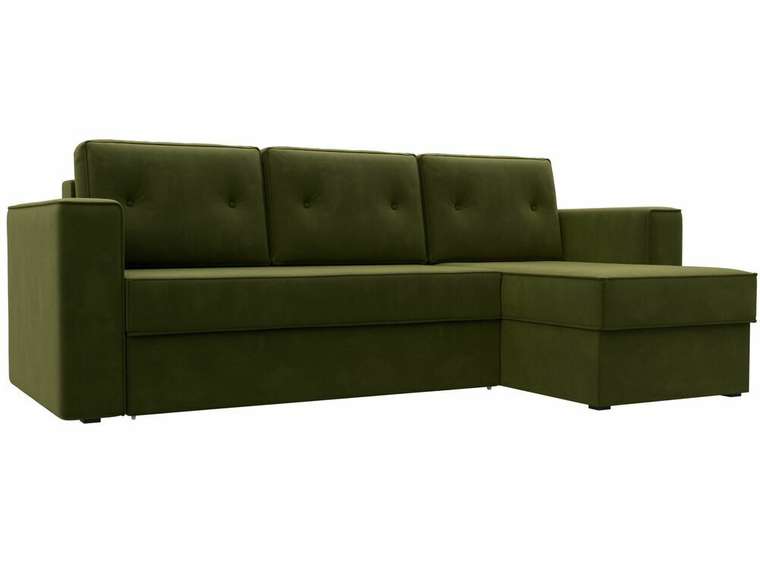Угловой диван-кровать Принстон зеленого цвета правый угол 