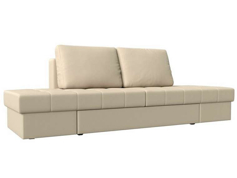 Прямой диван трансформер Сплит бежевого цвета (экокожа)