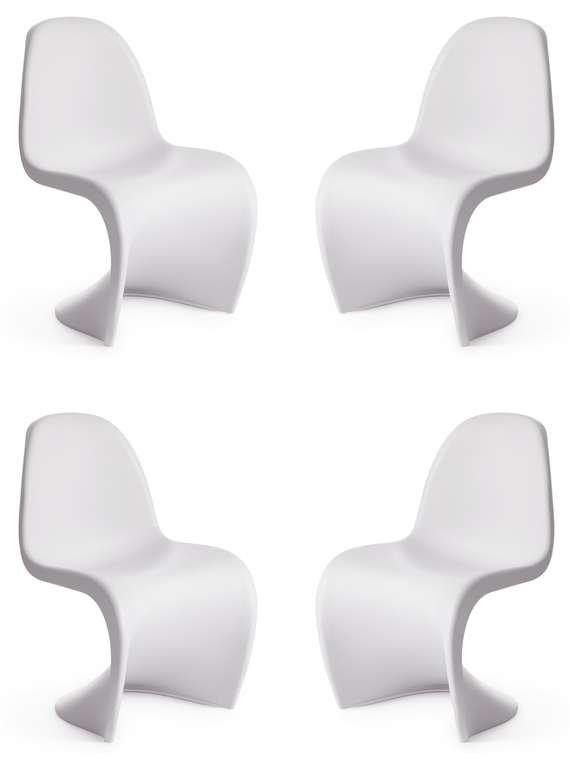 Набор из четырех стульев Pantone белого цвета