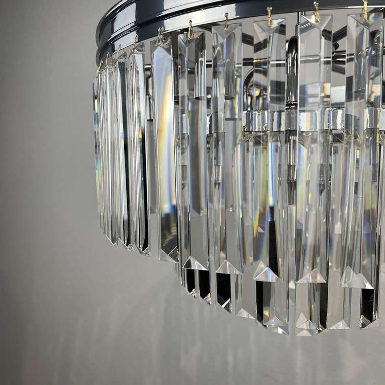 Люстра RH 1920S ODEON CLEAR GLASS FRINGE 3-TIER CHANDELIER chrome