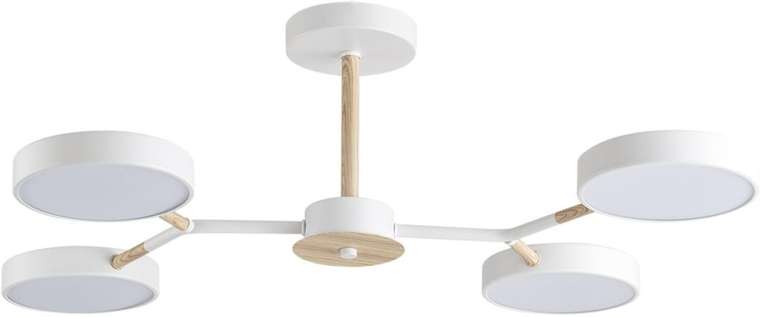 Потолочная люстра с белым плафоном на штанге Lumion Brad 5652/72CL 063 белый, дерево LED 72W 3000-6000K 3253Лм 220V