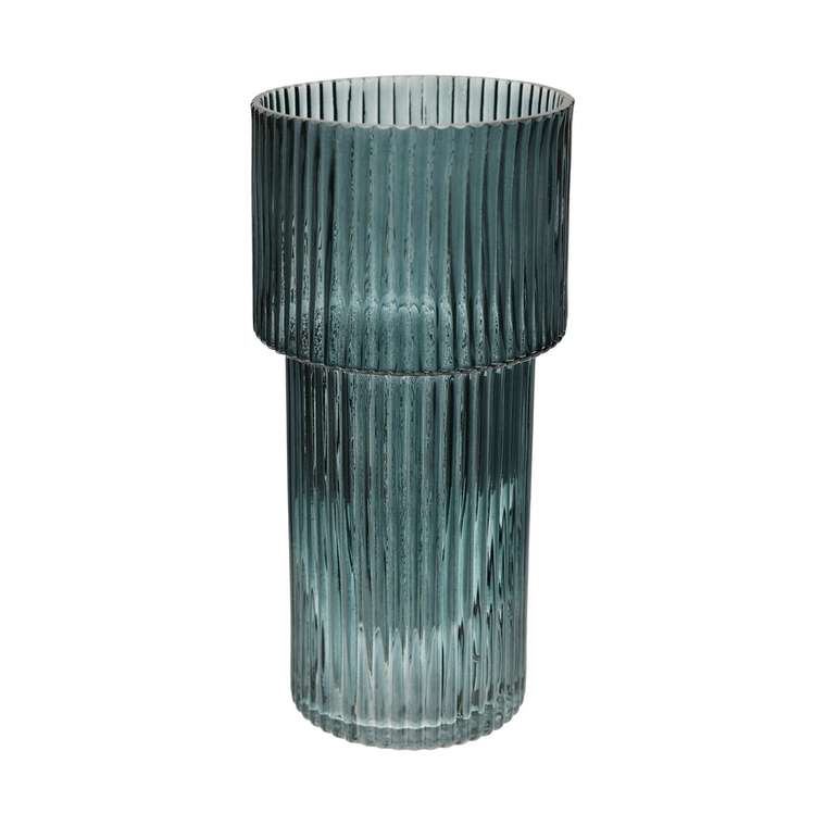 Декоративная ваза из рельефного стекла синего цвета