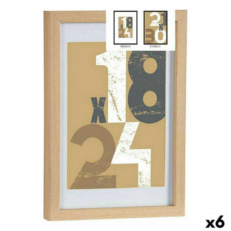 Фоторамка 24 x 2,5 x 32,5 cm Натуральный Cтекло Деревянный MDF (6 штук)