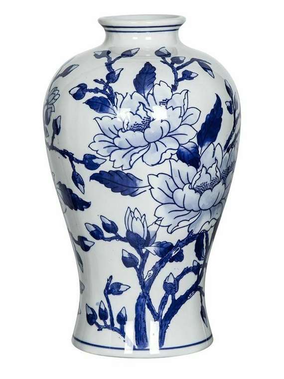 Фарфоровая ваза L бело-синего цвета