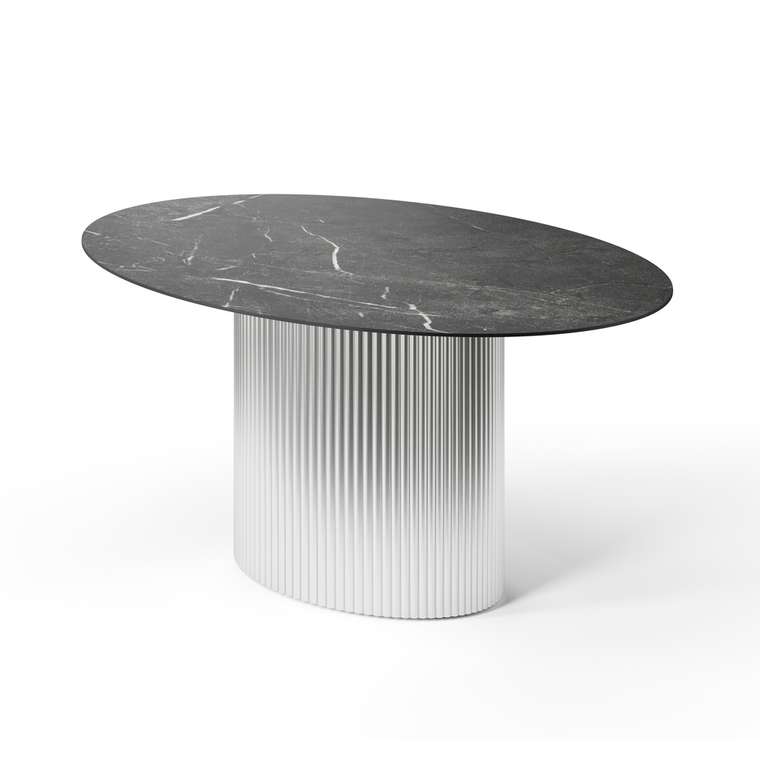Овальный обеденный стол Эрраи L черно-серебряного цвета