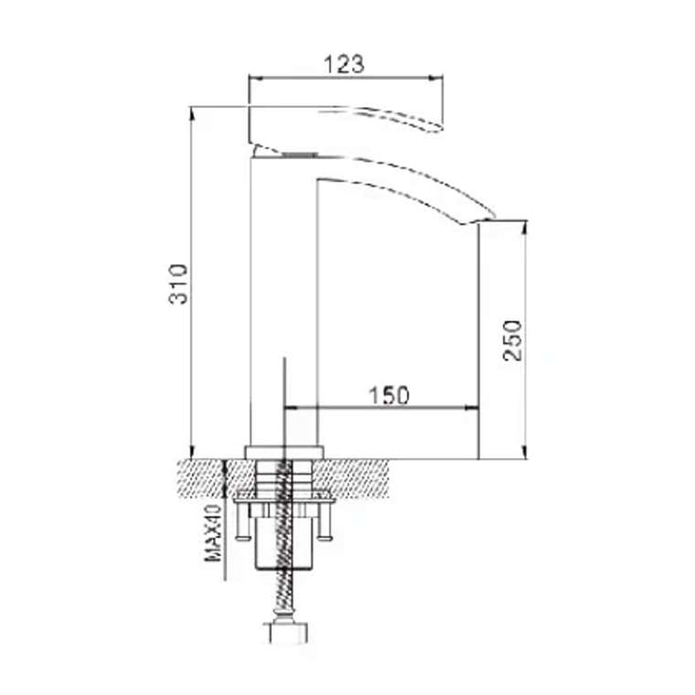 Смеситель для раковины высокий Rose R15F R1511F, белый/хром