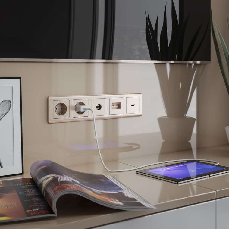 W1196010/ Накладка для розетки HDMI (шампань рифленый) W1196010 Встраиваемые механизмы шампань рифленый