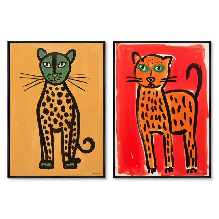 Набор из двух репродукций картин Wild Cats, 2024г.