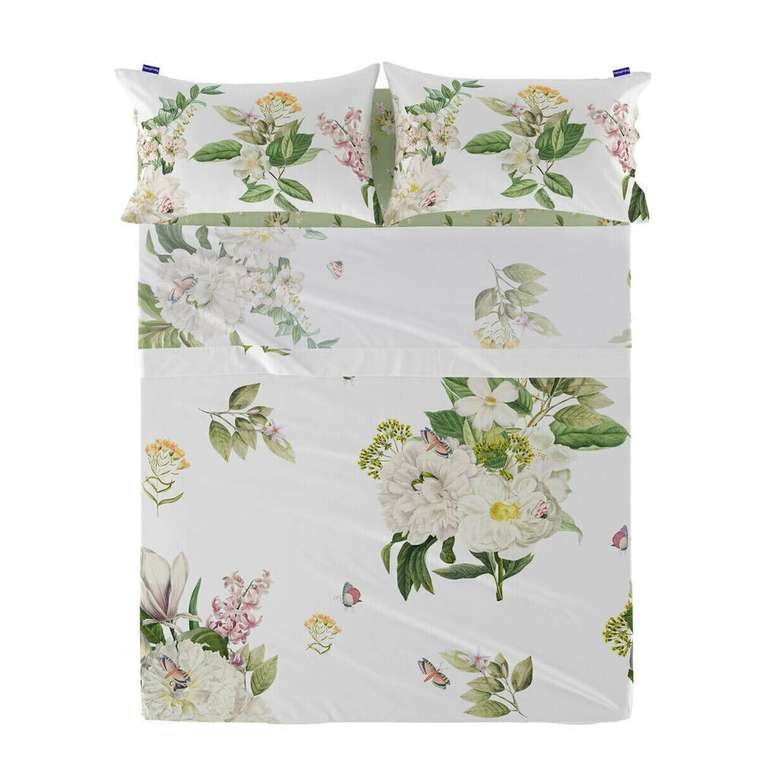 Простынь верхняя Azahara 240x270 бело-зеленого цвета 