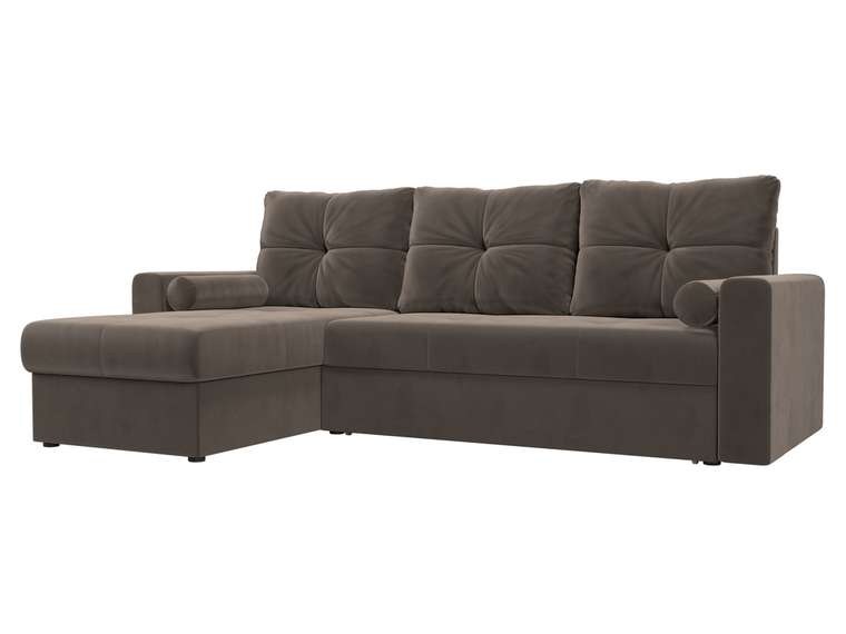 Угловой диван-кровать Верона коричневого цвета левый угол