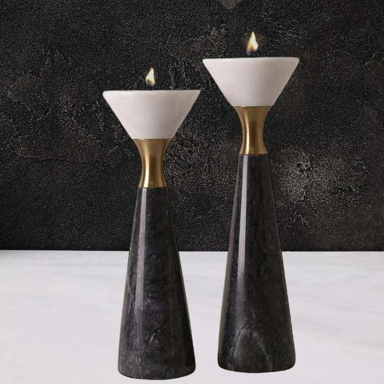 Декоративный подсвечник Black & White Candleholder черного цвета