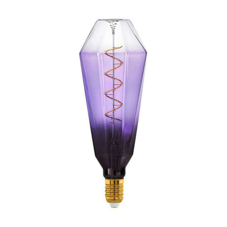 Диммируемая светодиодная лампа филаментная 220V T100 E27 4W 2000K фиолетового цвета