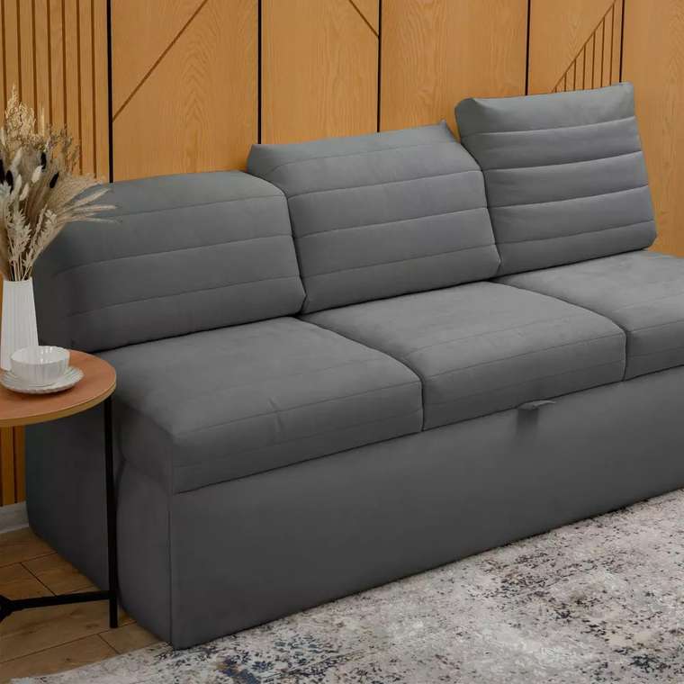 Прямой диван-кровать Цезарь серого цвета