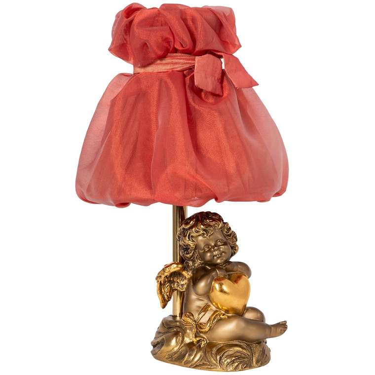 Настольная лампа Сердце Купидона с красным абажуром