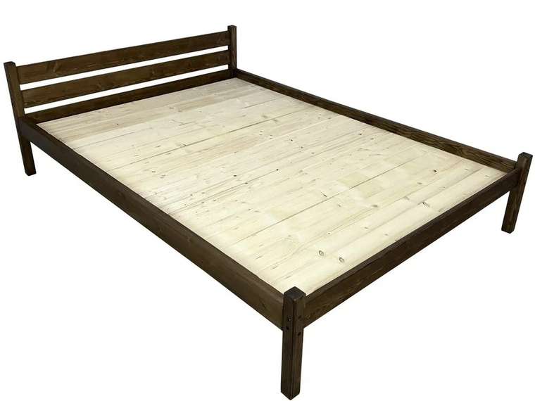 Кровать Классика сосновая сплошное основание 140х200 цвета темный дуб