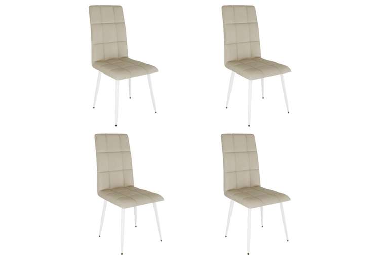 Набор из четырех стульев Турин светло-серого цвета с белыми ножками