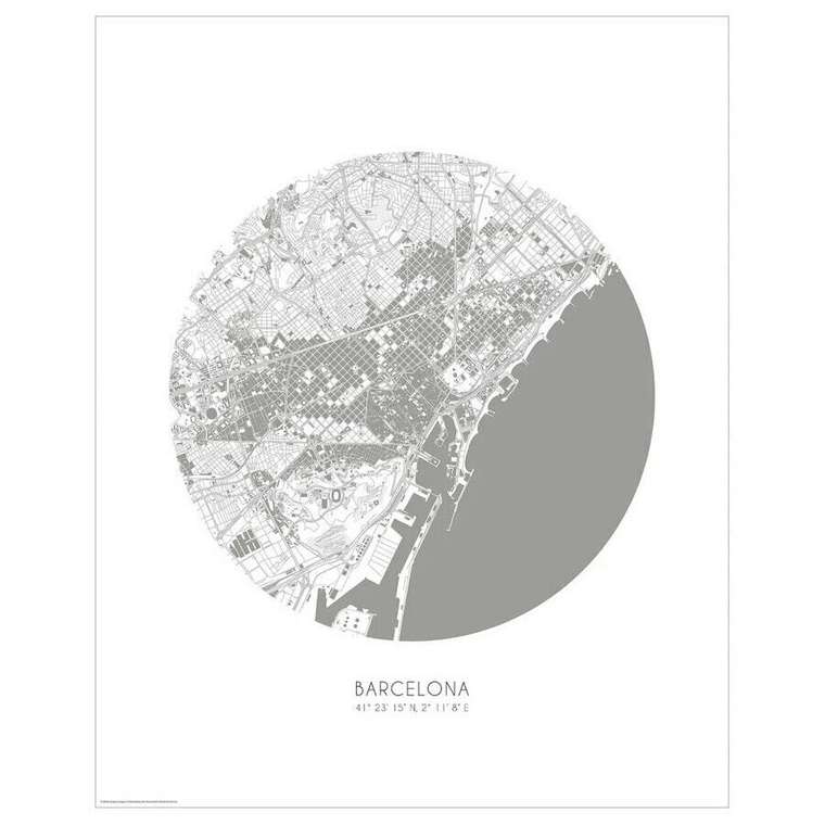 Карта города, Барселона, 40х50 см