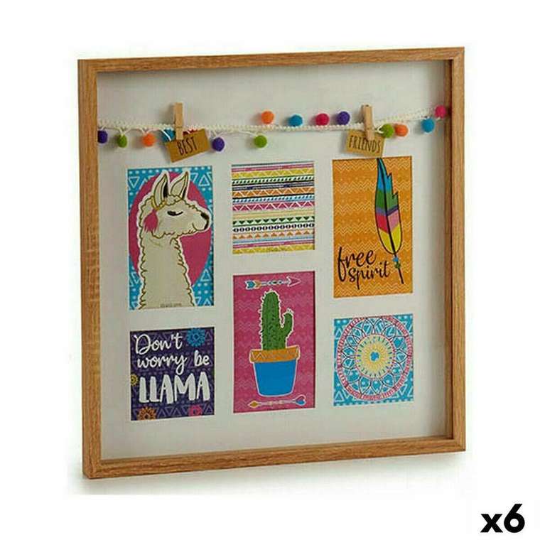 Настенные рамки Кисточки пламя Разноцветный Деревянный 40,5 x 3 x 40,5 cm (6 штук)