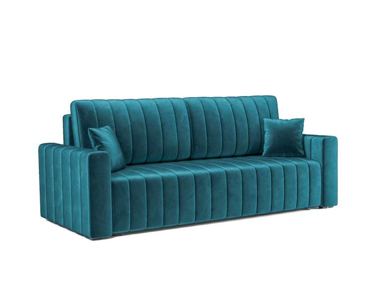 Прямой диван-кровать Лондон сине-зеленого цвета
