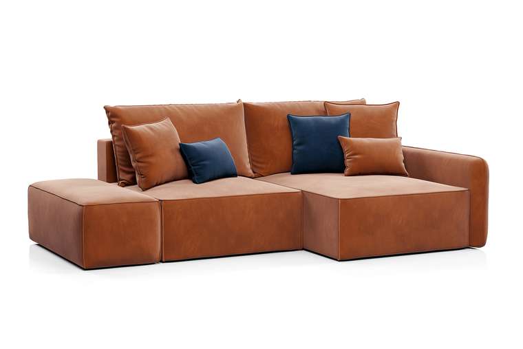 Угловой диван-кровать Портленд терракотового цвета