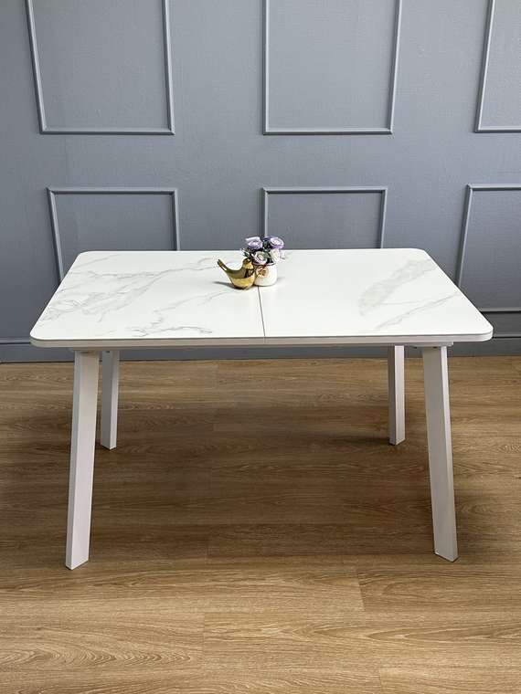 Раздвижной обеденный стол AA120 белого цвета   