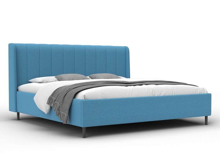 Кровать Лига-136 200х200 голубого цвета с подъемным механизмом