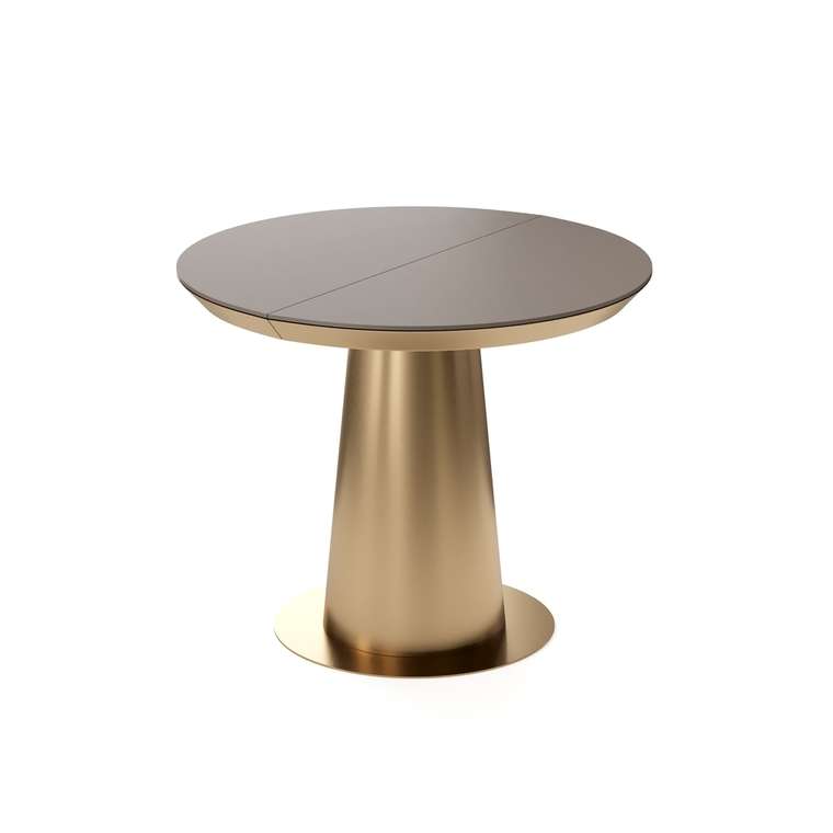 Раздвижной обеденный стол Зир S коричнево-золотого цвета