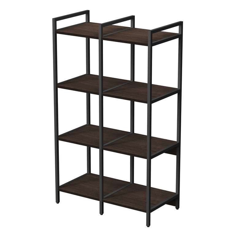 Стеллаж 10ССД.4.400 средний двойной 4 полки темно-коричневого цвета
