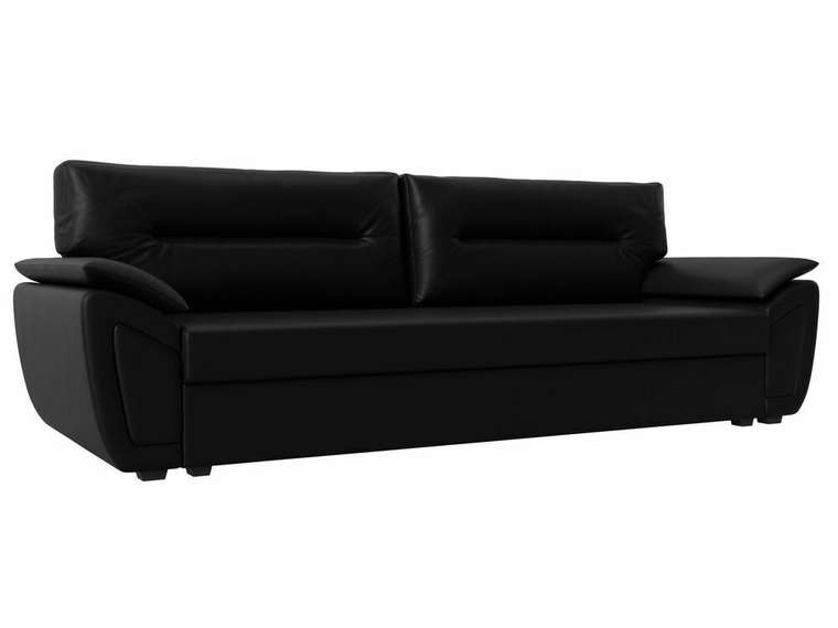 Прямой диван-кровать Нэстор Лайт черного цвета (экокожа)