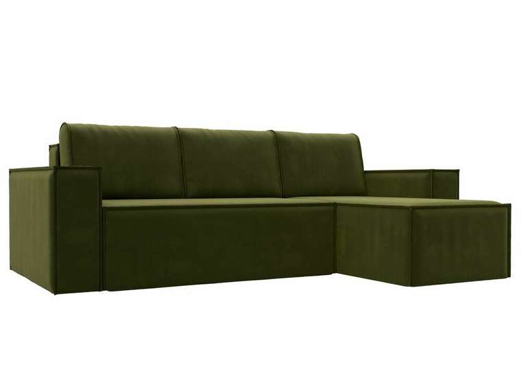 Угловой диван-кровать Куба зеленого цвета правый угол