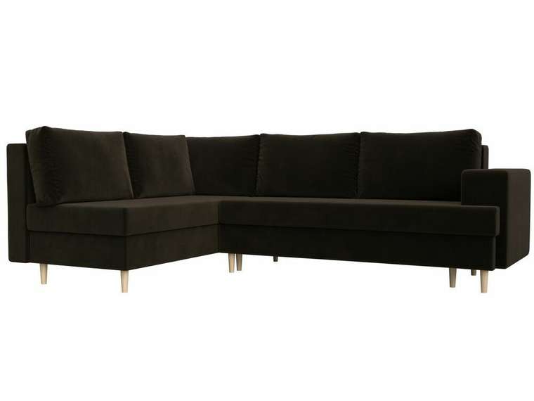 Угловой диван-кровать Сильвана коричневого цвета левый угол