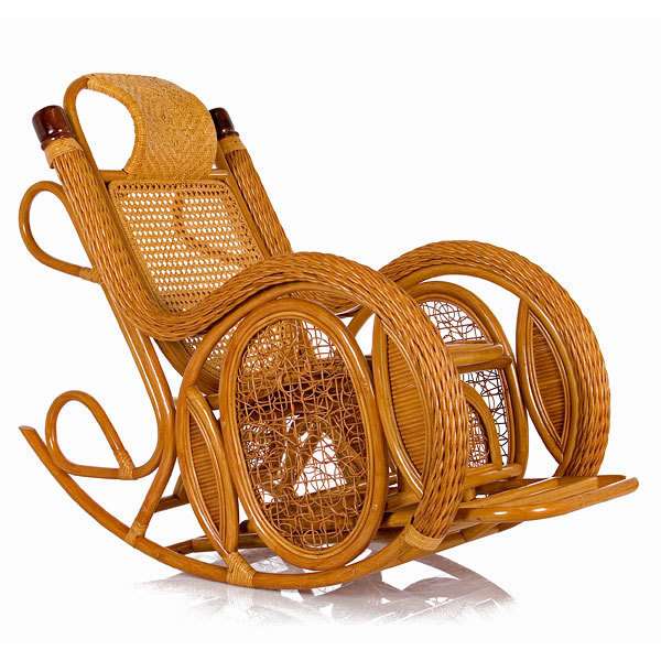 Кресло-качалка из ротанга Alexa с подушкой мед