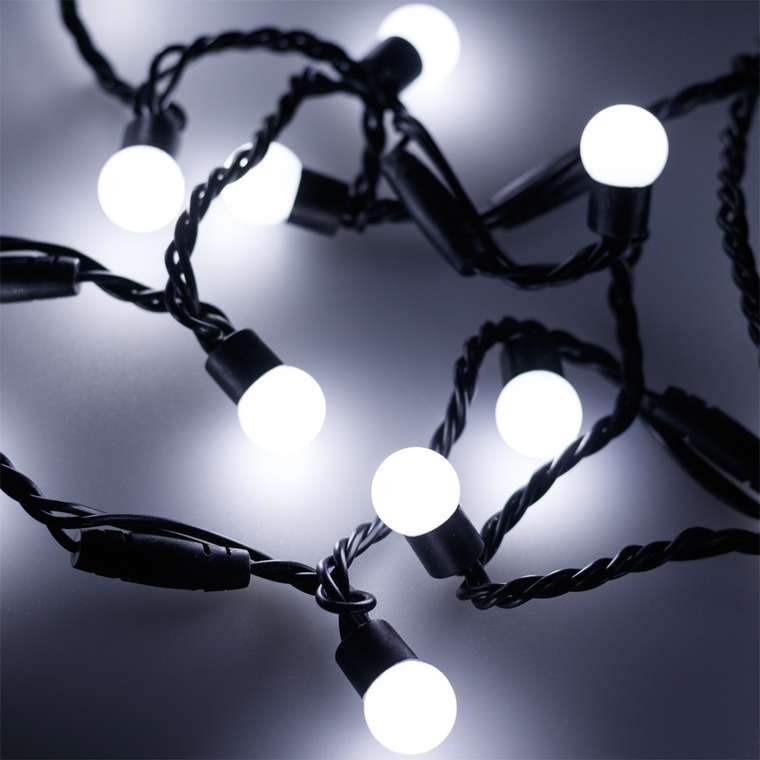 Светодиодная гирлянда ARD-BALL-CLASSIC-D17.5-10000-BLACK-100LED WHITE (230V, 7W) (Ardecoled, IP65) 025583