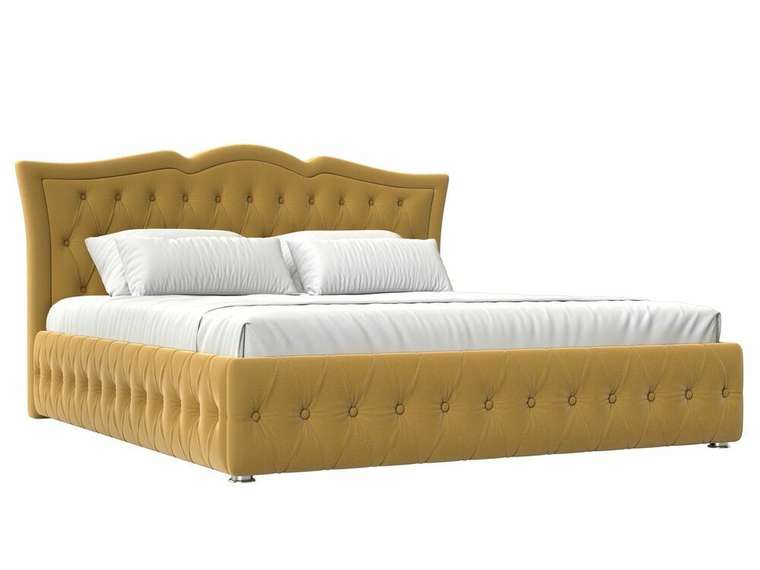 Кровать Герда 200х200 желтого цвета с подъемным механизмом