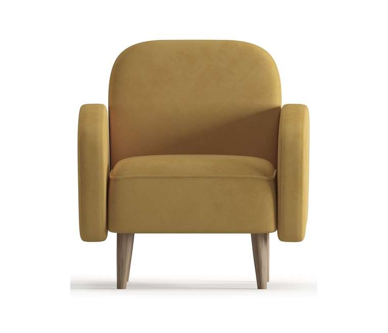 Кресло из велюра Бризби желтого цвета