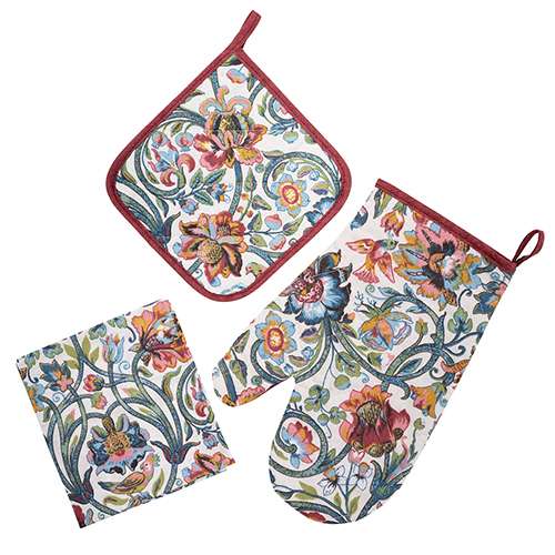 Набор для кухни 3 предмета 'Радушная хозяйка (Традиция)' (рукавичка-прихватка, прихватка, декор.полотенце) 'Дивный сад''