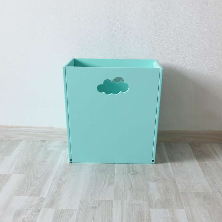 Деревянный ящик для игрушек бирюзовый с облачком