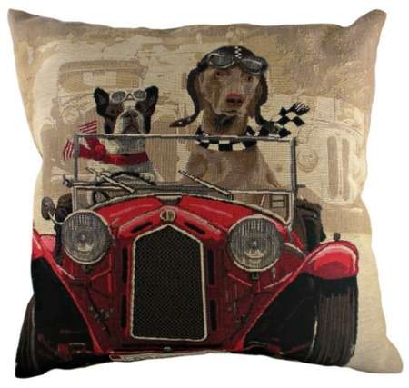 Подушка с принтом Doggie Drivers Red