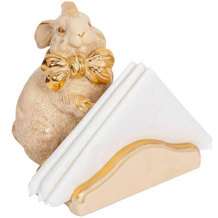 Подставка для салфеток Кролик Банни кремово-золотого цвета