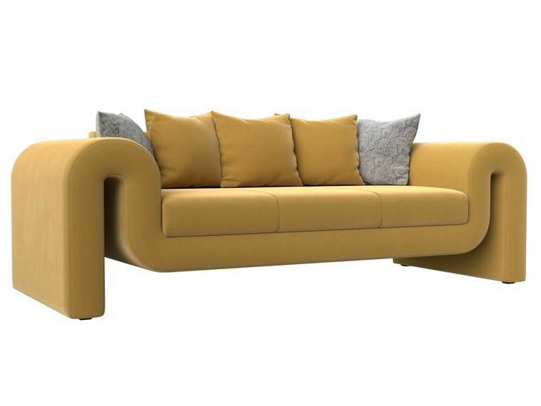 Прямой диван Волна желтого цвета