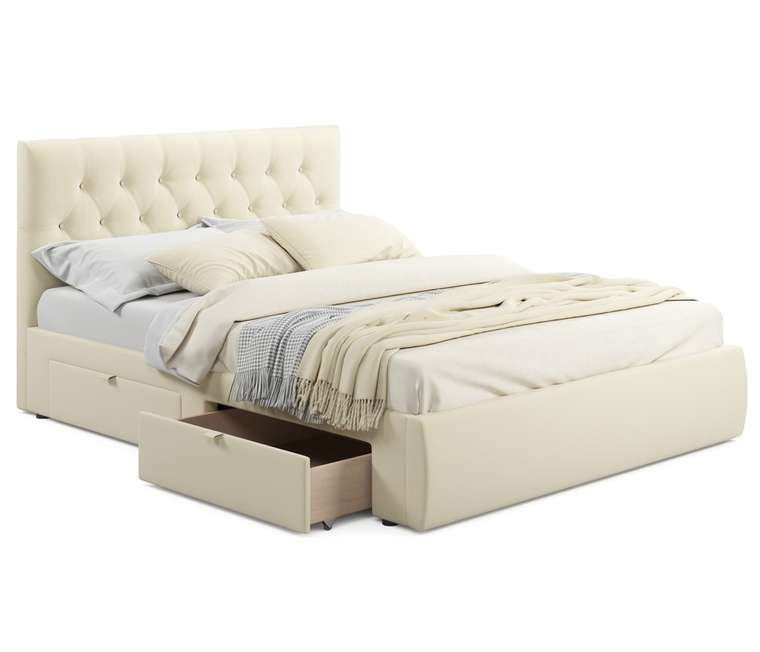 Кровать Verona 160х200 бежевого цвета без подъемного механизма